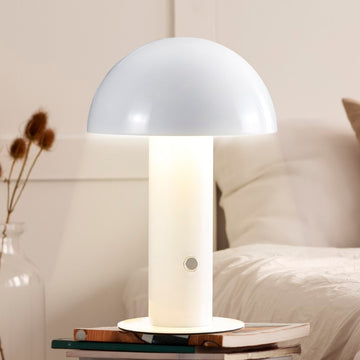 Boletus 10.75" Contemporary Bohemian Rechargeable/Cordless Iron Integrated LED Mushroom Table Lamp - JONATHAN Y